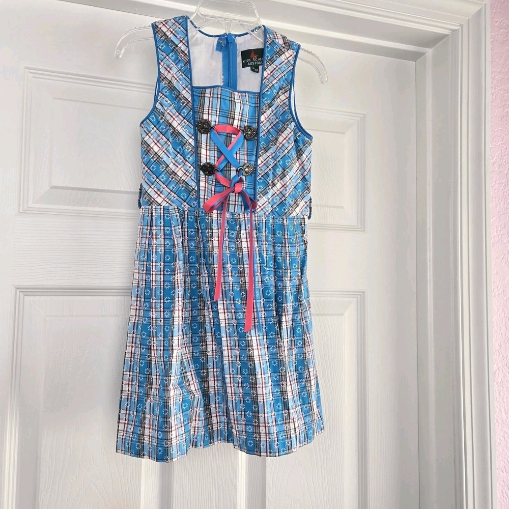 Kitzo Alpen Austria Girls Traditional Austrian Dirndl Dress Size 98/104 US 3-4t